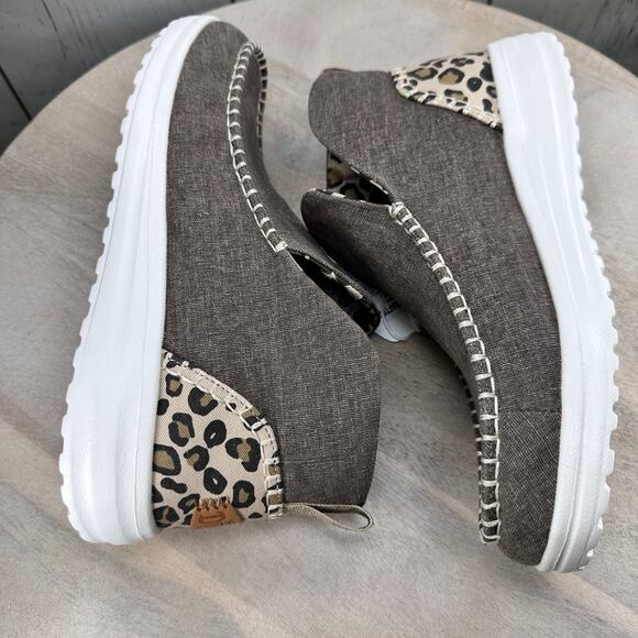 Hey Dude Denny Crafted Leopard Womens Bootie Size 10 Brown Slip On Shoe New - Picture 9 of 11